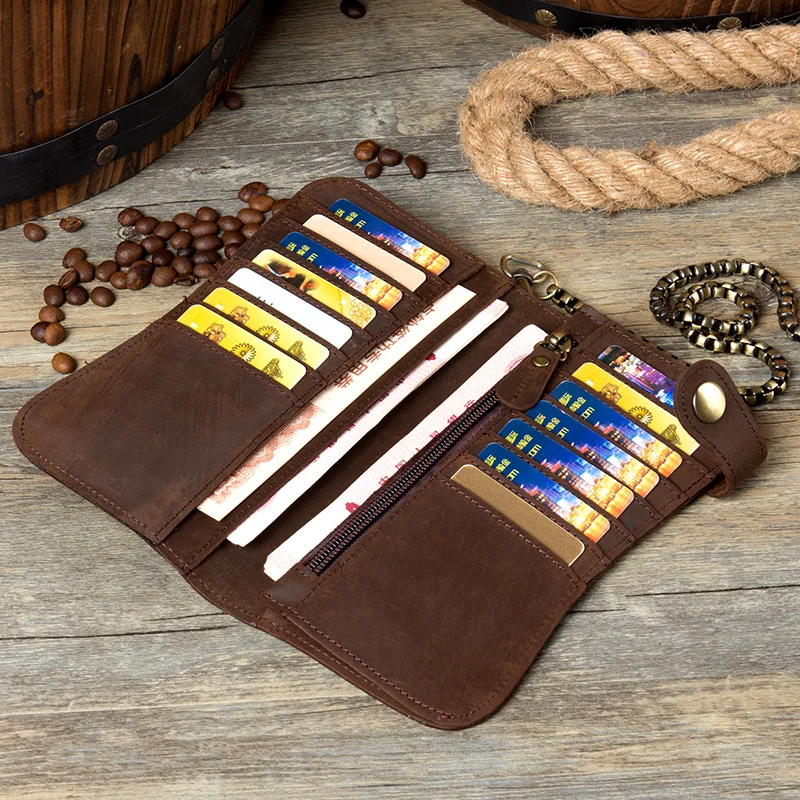 Длинный кошелек для мужчин бумажник из натуральной кожи с RFID-защитой модная