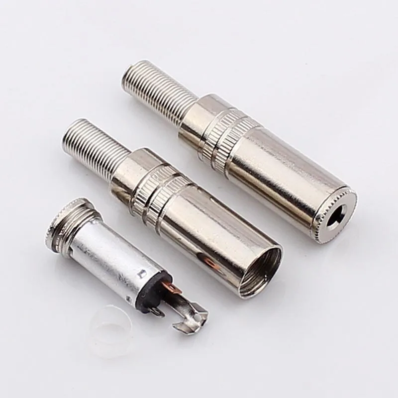 Металлический аудиоразъем Jack 3 5 мм стерео (двухканальный) маленький трехжильный