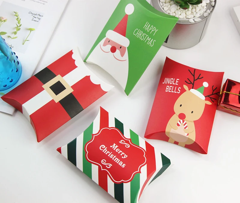 25 шт./лот) подушка Форма Merry коробка с рождественскими конфетами мешок Платье с изображением снеговика с рисунком лося, внутри помещения, зеленая Рождественская украшение печенья подарочные коробки B066