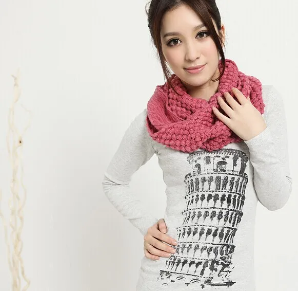 Осень Зима сплошной цвет зимы шарфа трикотажные воротник шерстяной пряжи Candy