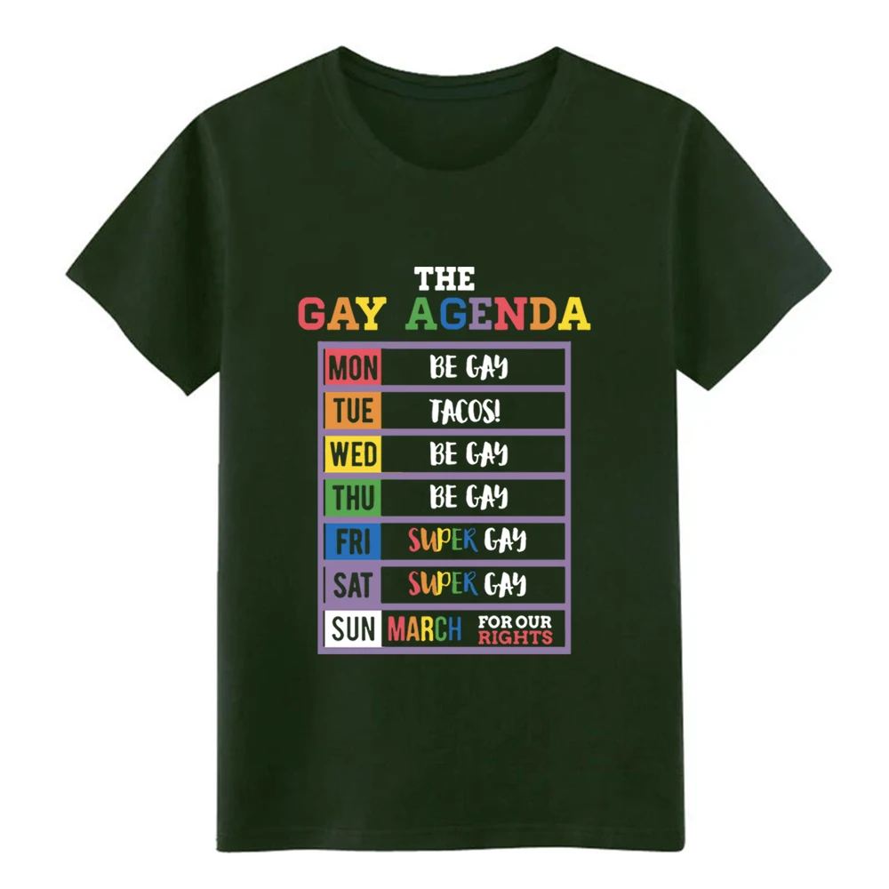 Мужская футболка с короткими рукавами и принтом gay agenda mon be tue tacos wed thu S-3xl | одежда