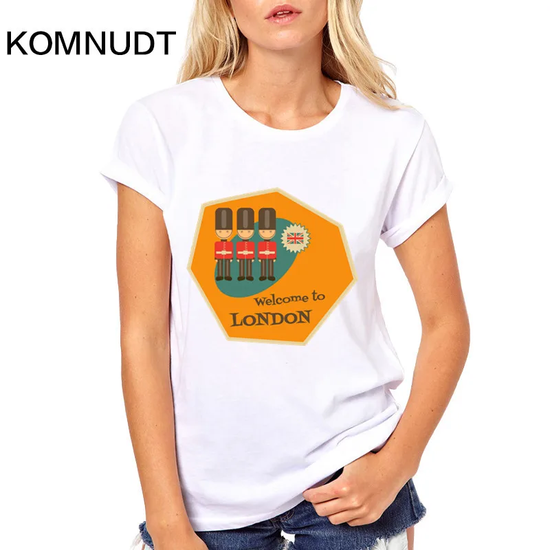 Komnudt новые модные розовые Лондон письмо и известный Land Знаки печатных Для женщин
