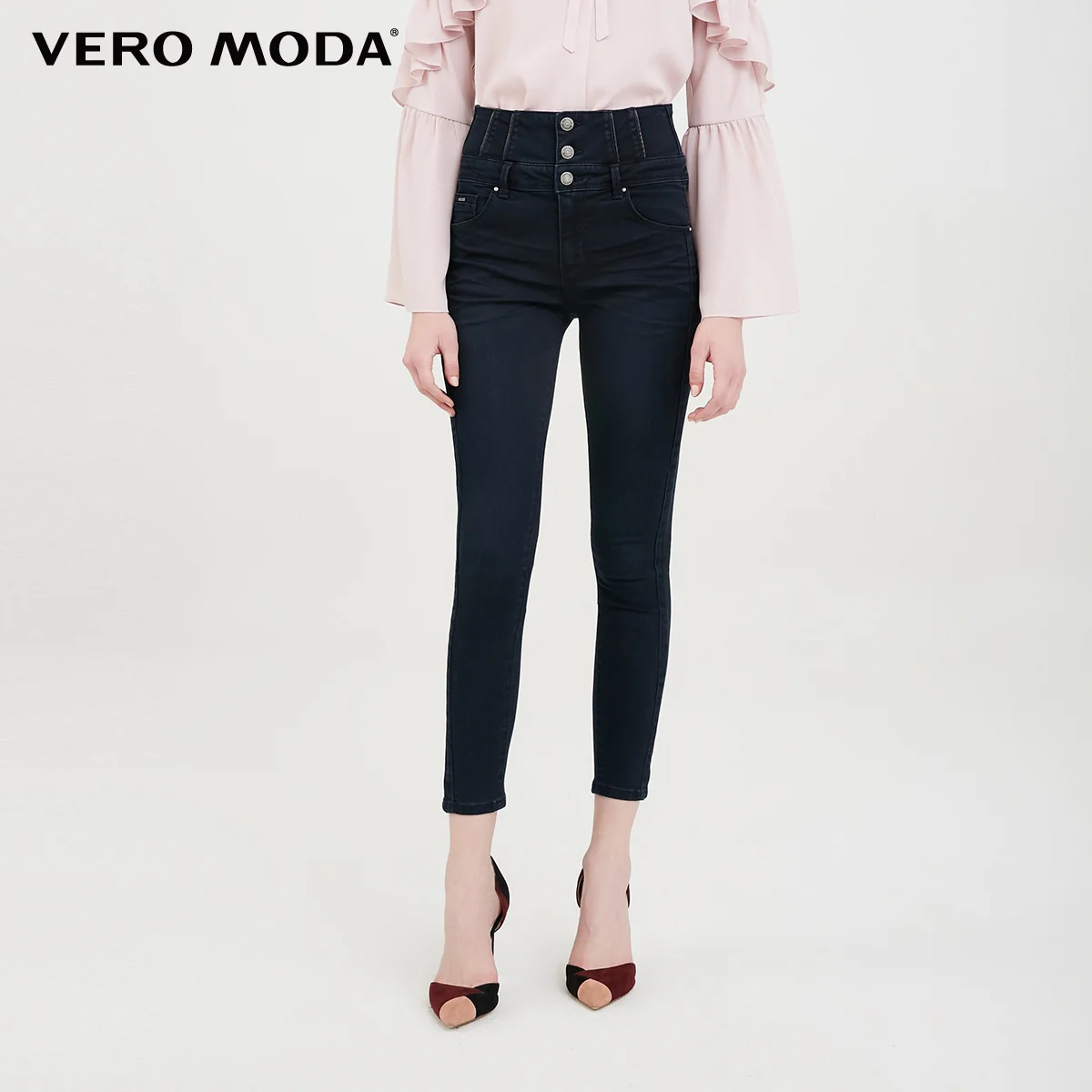 Vero Moda новые джинсовые брюки-карандаш длиной до щиколотки с высокой талией для женщин джинсы женские| 318149516