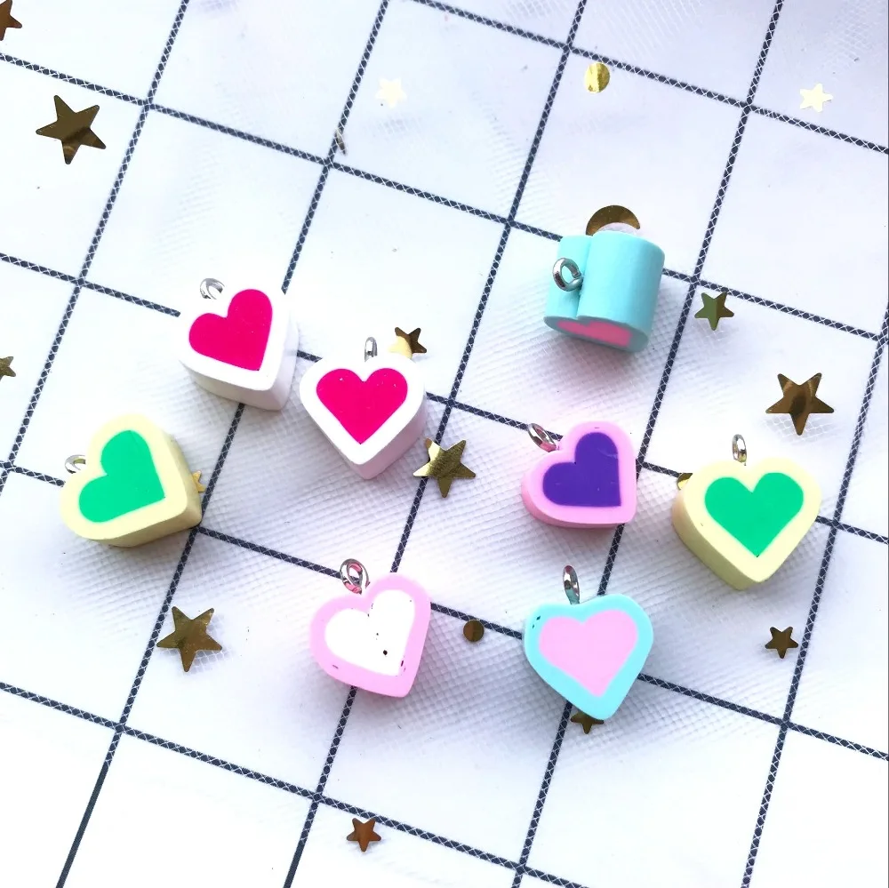 Смешанные 10 шт. подвески из полимерной глины с плоской задней стороной в виде