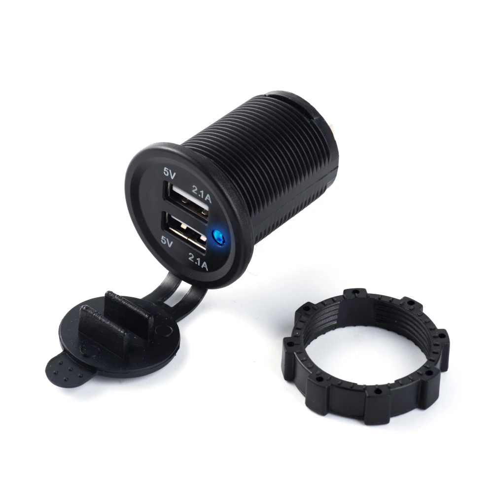 

Waterproof Dual USB Boat Motorcycle Car Charger Power Adapter Socket 5V 2.1A/1A For iPhone ipad Samsung LG Mobile GPS Tablet PC