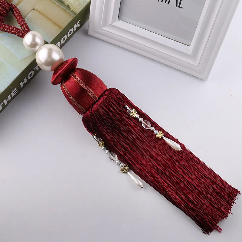 Red Wine 1 пара веревки для штор подхваты для штор Висячие кисточки подхваты для штор аксессуары жемчуг шар бисером висячий шар cp076 и 3 - Цвет: Red Wine