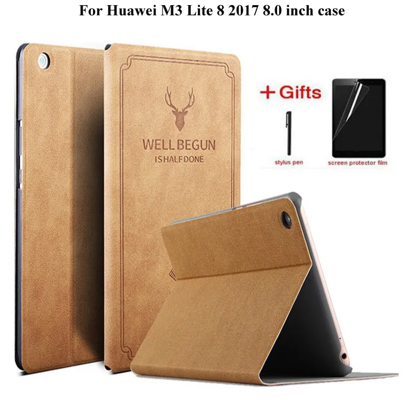 Чехол из ПУ кожи с откидной крышкой и подставкой в виде оленя для Huawei Mediapad M3 lite 8