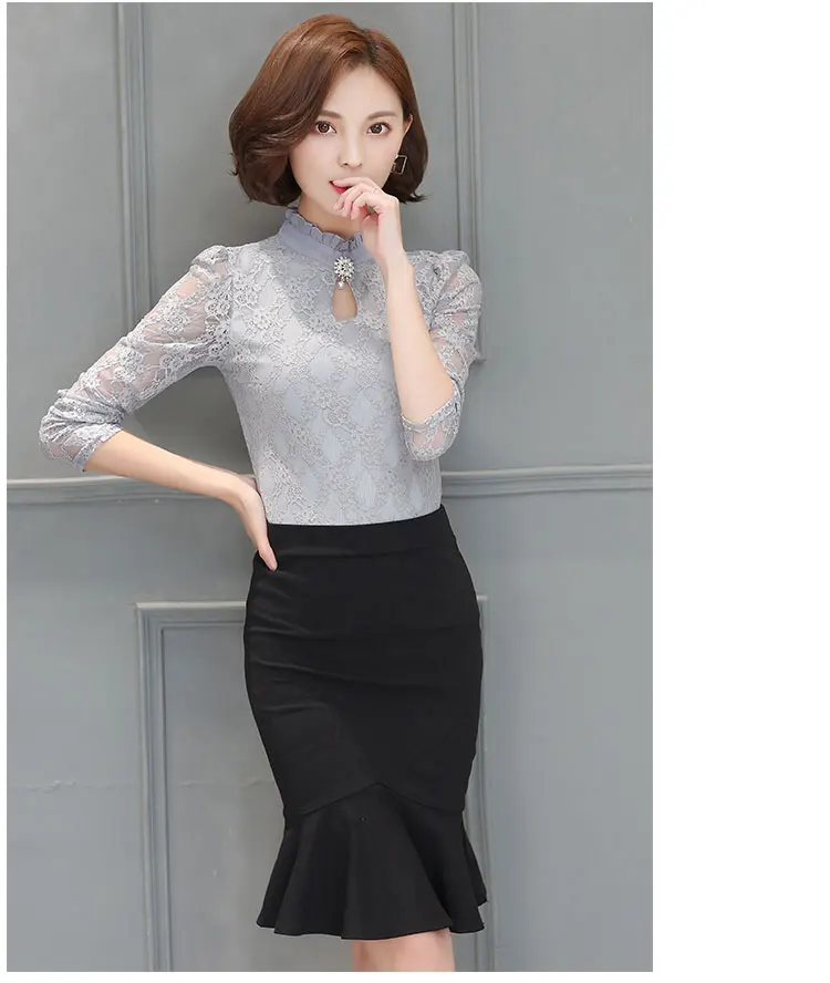 Женская блузка с длинными рукавами-фонариками и пуговицами |