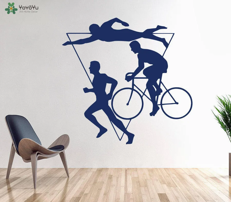 Спортивная мужская Наклейка на стену для плавания езды велосипеде и бега