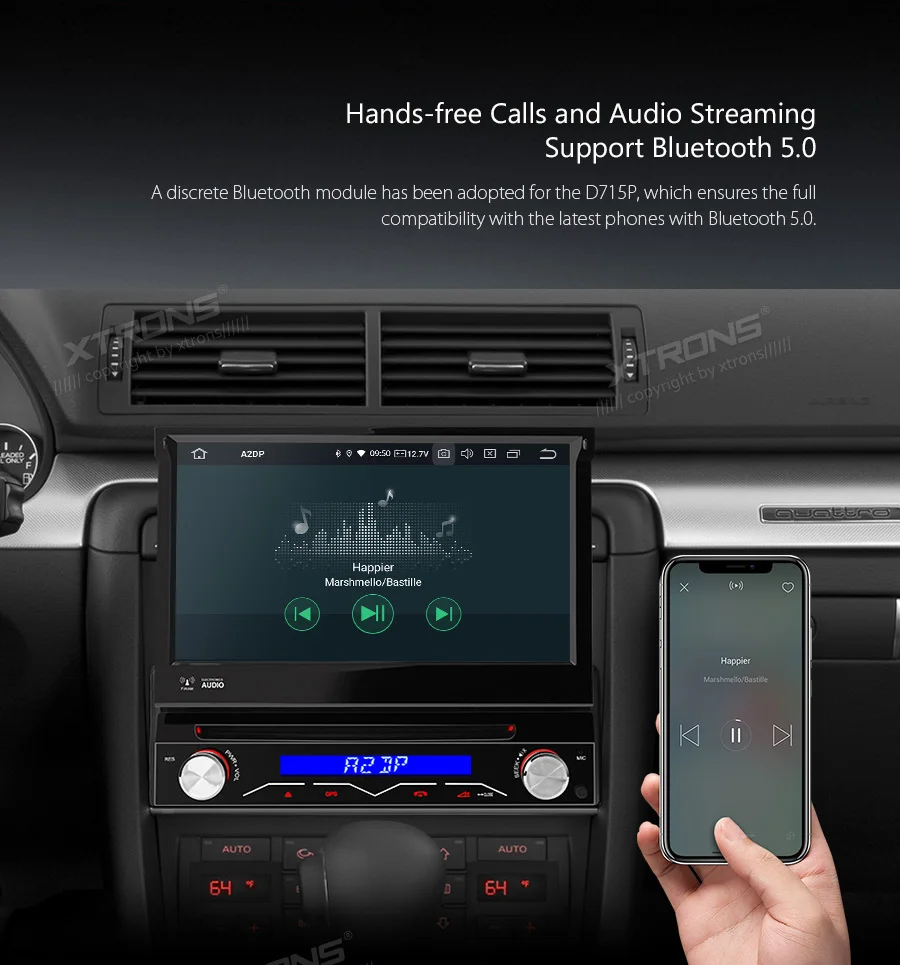 XTRONS Универсальный " Android 9,0 One 1 Din радио автомобильный стерео плеер wifi OBD2 DAB+ USB 1080P gps навигация рулевое колесо без DVD