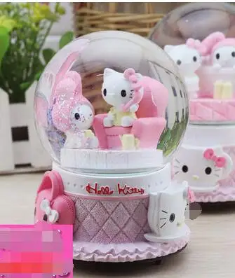 Музыкальная шкатулка в виде хрустального шара светящаяся снегу музыкальная