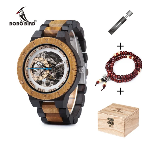 R05-1 BOBO BIRD деревянные механические часы Reloj masculino мужские часы лучший бренд класса люкс часы с браслетом из бисера Orologio da uomo - Цвет: R05-1