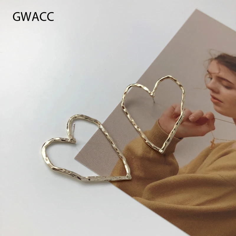 Женские серьги-гвоздики с большим сердцем GWACC романтические в стиле панк