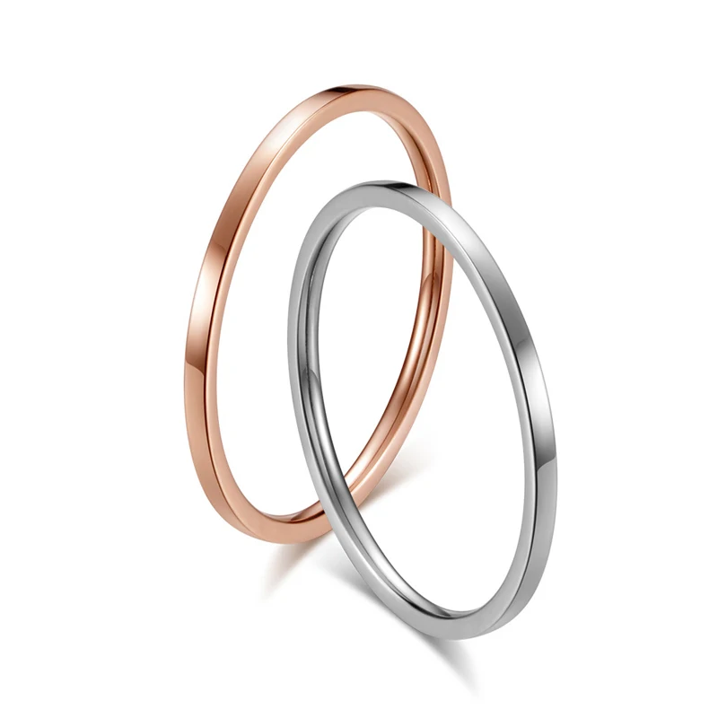 

New Fashion Super Fine Smooth Steel Titanium Ring High Quality Sample Rose Gold Stainless Couples Friends Rings Jewelry Gifts