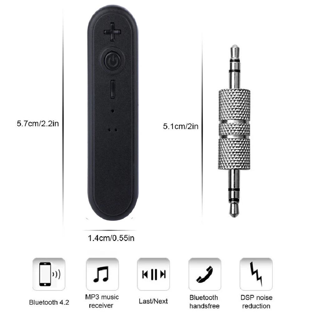 Car Bluetooth Receiver AUX Wireless Adapter 3.5mm Car Audio Bluetooth Transmitter Handsfree Adapter Plastics+ Metal R105BL