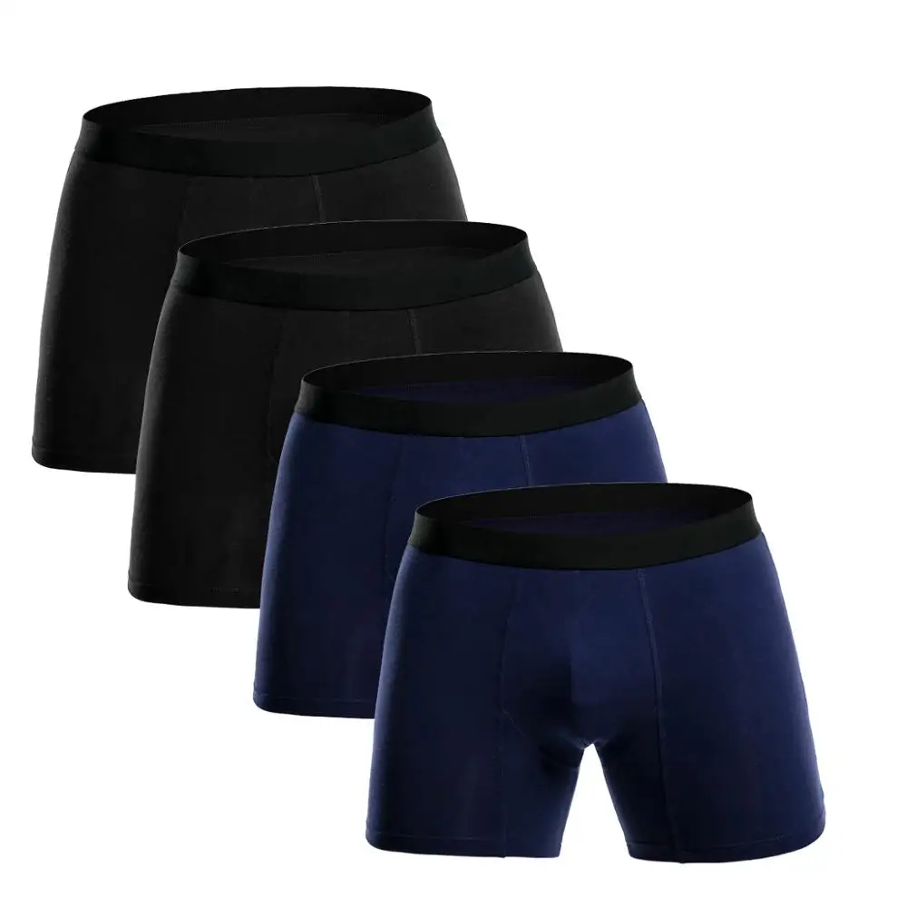 Blue black Трусы мужские 4 шт/партия мужские большие хлопковые шорты-боксеры мужское длинное нижнее белье Трусы боксеры шорты наборы мужские трусы-боксеры нижнее белье мужские - Цвет: Blue black