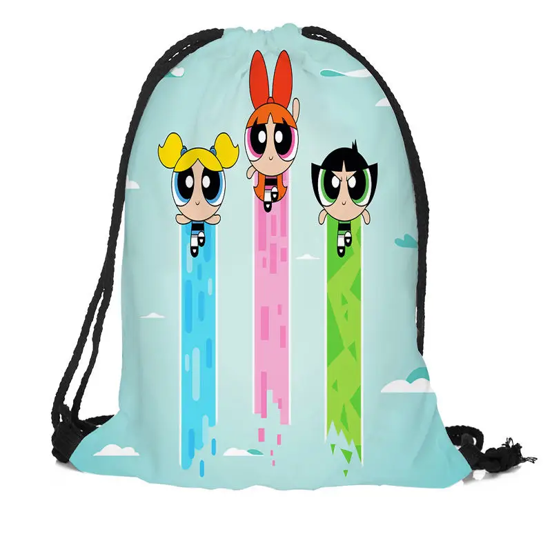 На заказ Powerpuff рюкзак с рисунком для девочек шелковая мягкая сумка большая Sapacity больше размеров на заказ - Цвет: 19