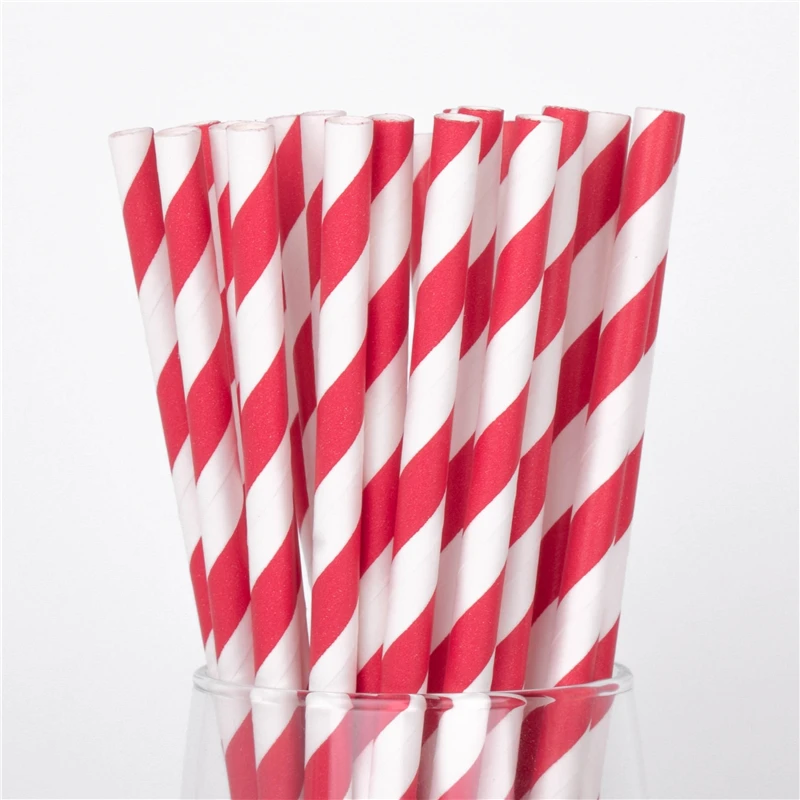 red stripes Новая Фольга розовое золото бумажная трубочка для питья для свадебной вечеринки украшение на день рождения, вечеринку поставки бумажные соломинки - Цвет: red stripes