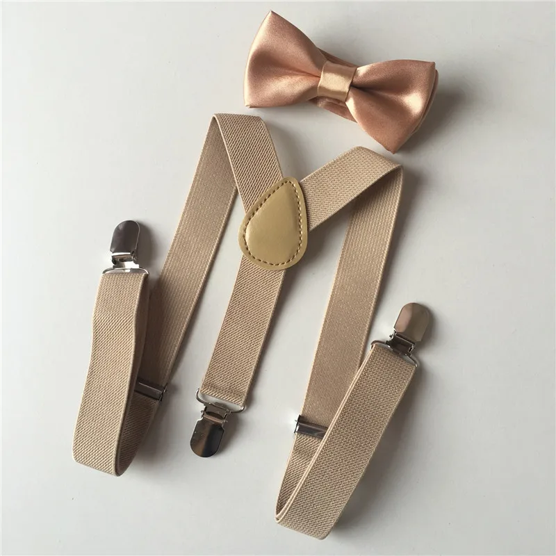 Однотонный Детский комплект с поясом и бантом подтяжки для маленьких мальчиков