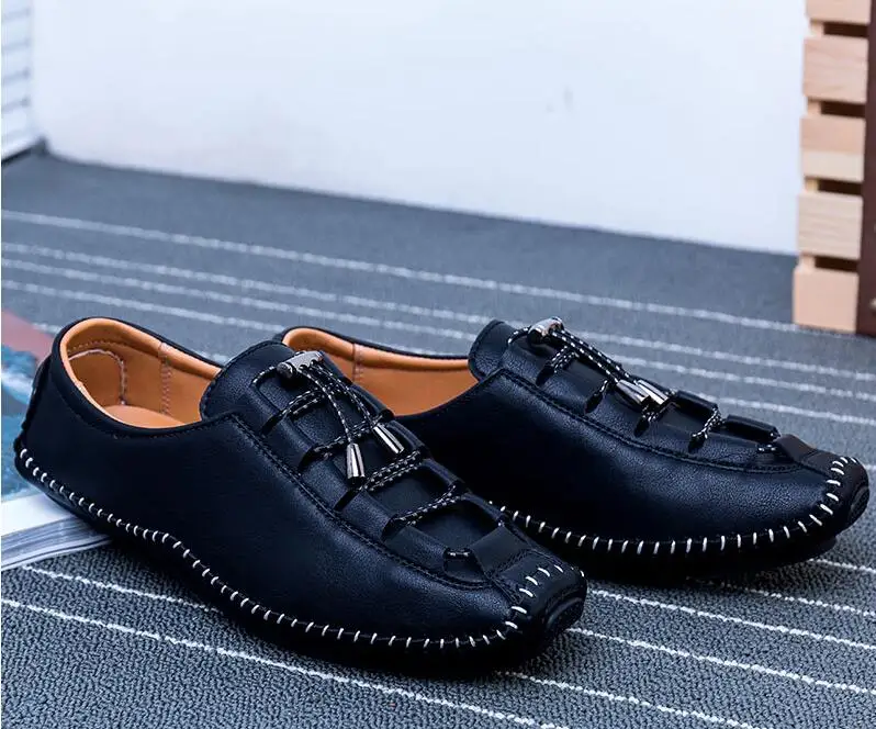 Мужские повседневные Лоферы без шнуровки Цвет черный серый мужские прогулочные