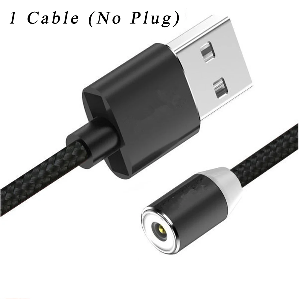 1 Cable No Plug Магнитный кабель Micro Usb Typec Шнур зарядное устройство для синхронизации данных светодиодный смарт Быстрая зарядка мобильный для Samsung iPhone iPad Xiaomi Huawei redmi - Тип штекера: 1 Cable No Plug