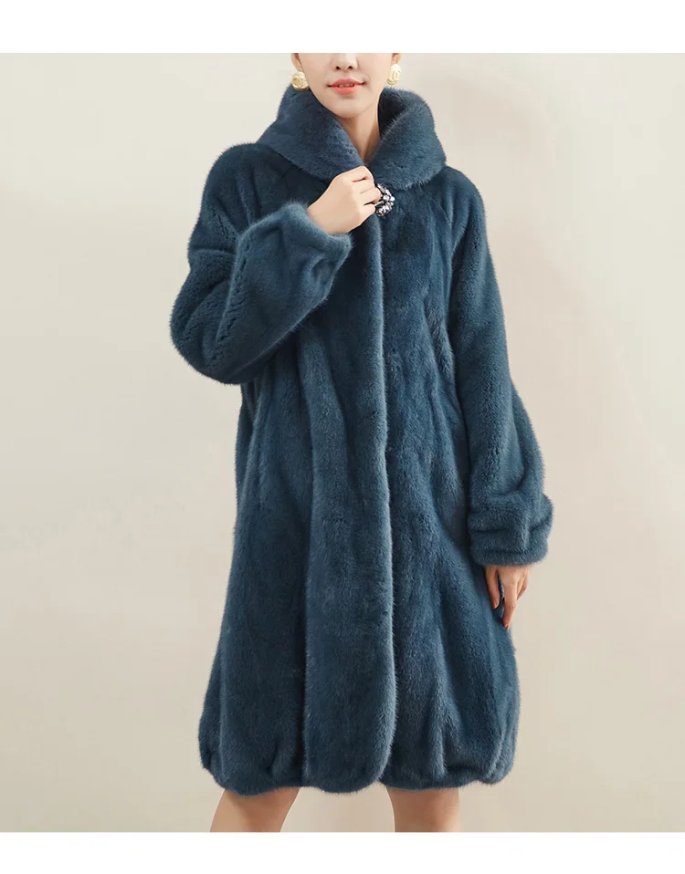 Mink Fur Velvet Jacket Real Fur Coat Double-faced Female Elegant Winter Coat Women Hooded Tops Long Coats Women Tops ZT262