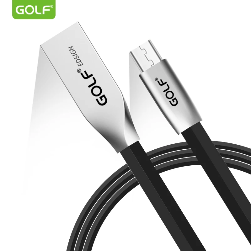 GOLF 1 м цинковый сплав TPE плоский Micro USB кабель для синхронизации данных и зарядки