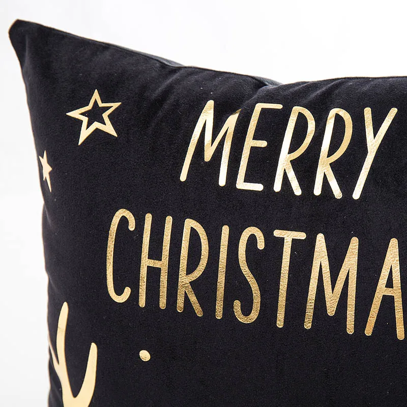 Leeiu 45*45cm Gold Printed Snowflake Star Merry Christmas Pillow Case New Year Home Decorations Black Cushion Party Supply | Дом и сад