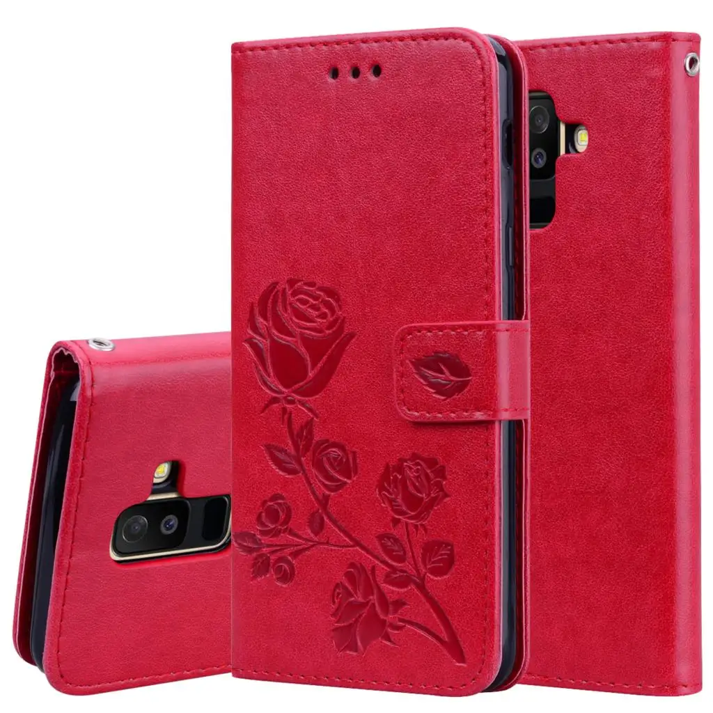 

Phone Case For Samsung Galaxy A6 Plus 2018 Case Cover Luxury Magnetic Flip Vintage Wallet Cover Leather Bag Case