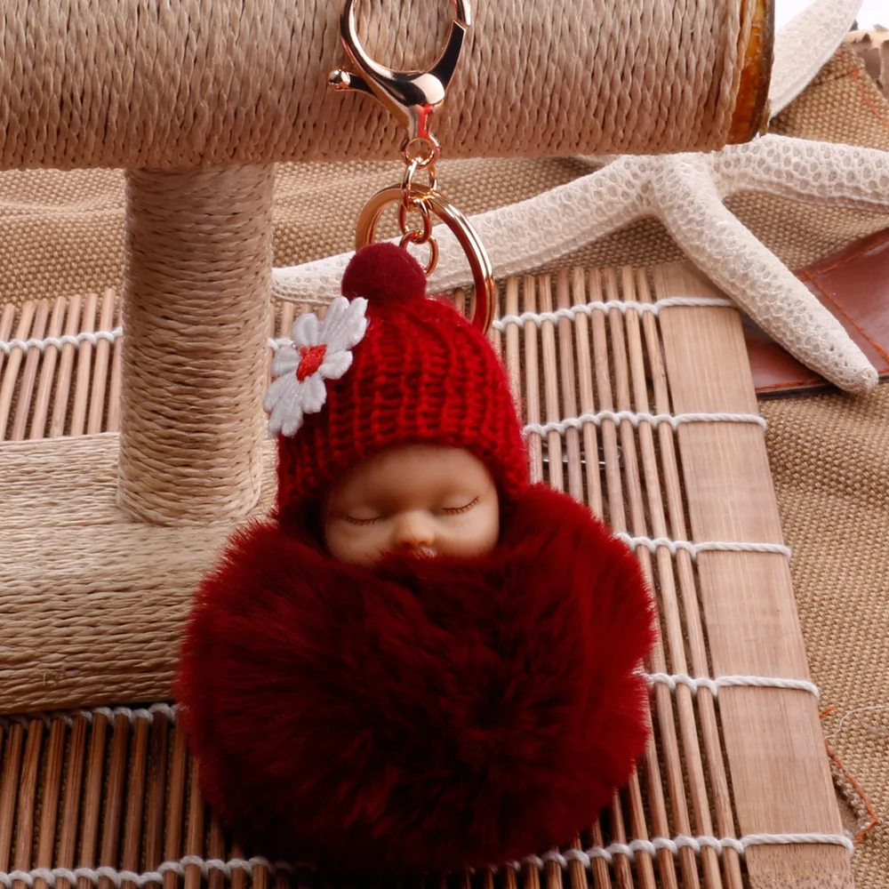 Цветы Key Holder Bagcharm изделия Baby Doll брелок ноги куклы помпоном поддельные меха