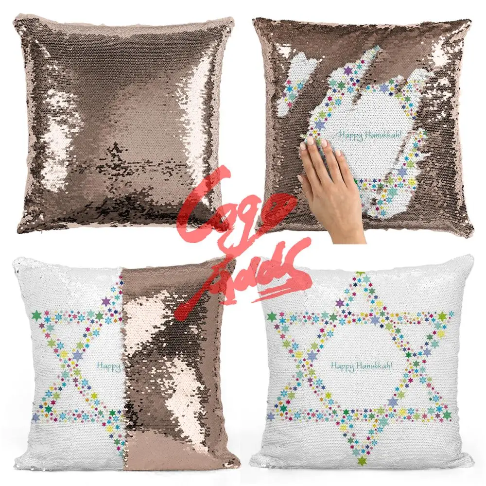 Hanukkah Sequin Mermaid Throw Подушка двухцветная блестящая Волшебная цветная подушка для дивана домашняя Новогодняя декоративная Cojines подушка