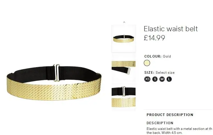 Модный металлический широкий эластичный черный ремень Женский Золотой