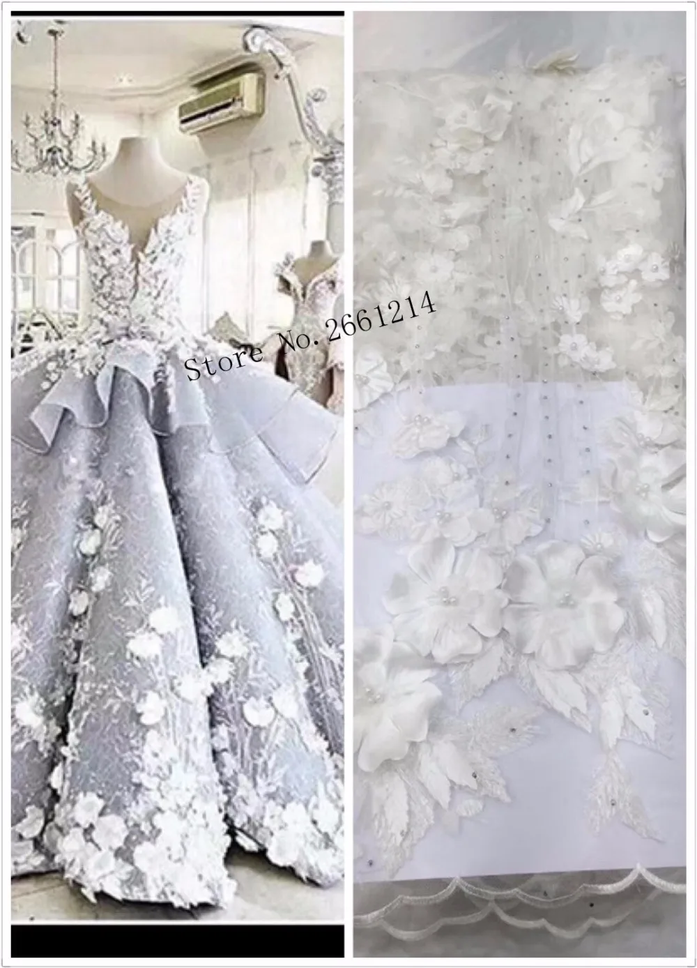 Новое поступление кружевная ткань с объемными цветами и французскими бусинами