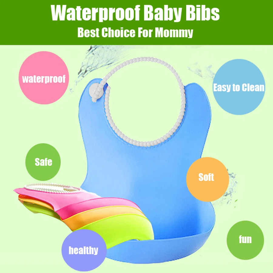 Mochoo Kids Silicon Bib Baby Children's Summer Adjustable Waterproof Feeding Tools Boy Girl Bibs apron | Детская одежда и