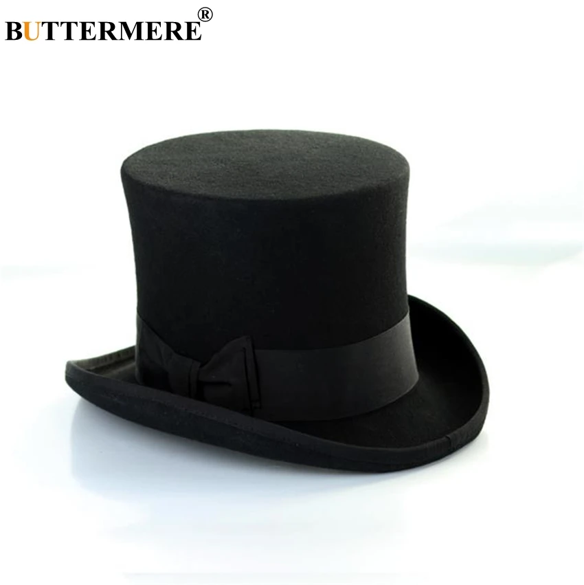 BUTTERMERE Fedora шляпа мужская верхняя шляпа черная Женская шерстяная Волшебная Шляпа Шерлок британский стиль однотонная брендовая Высококачественная Кепка 18 см