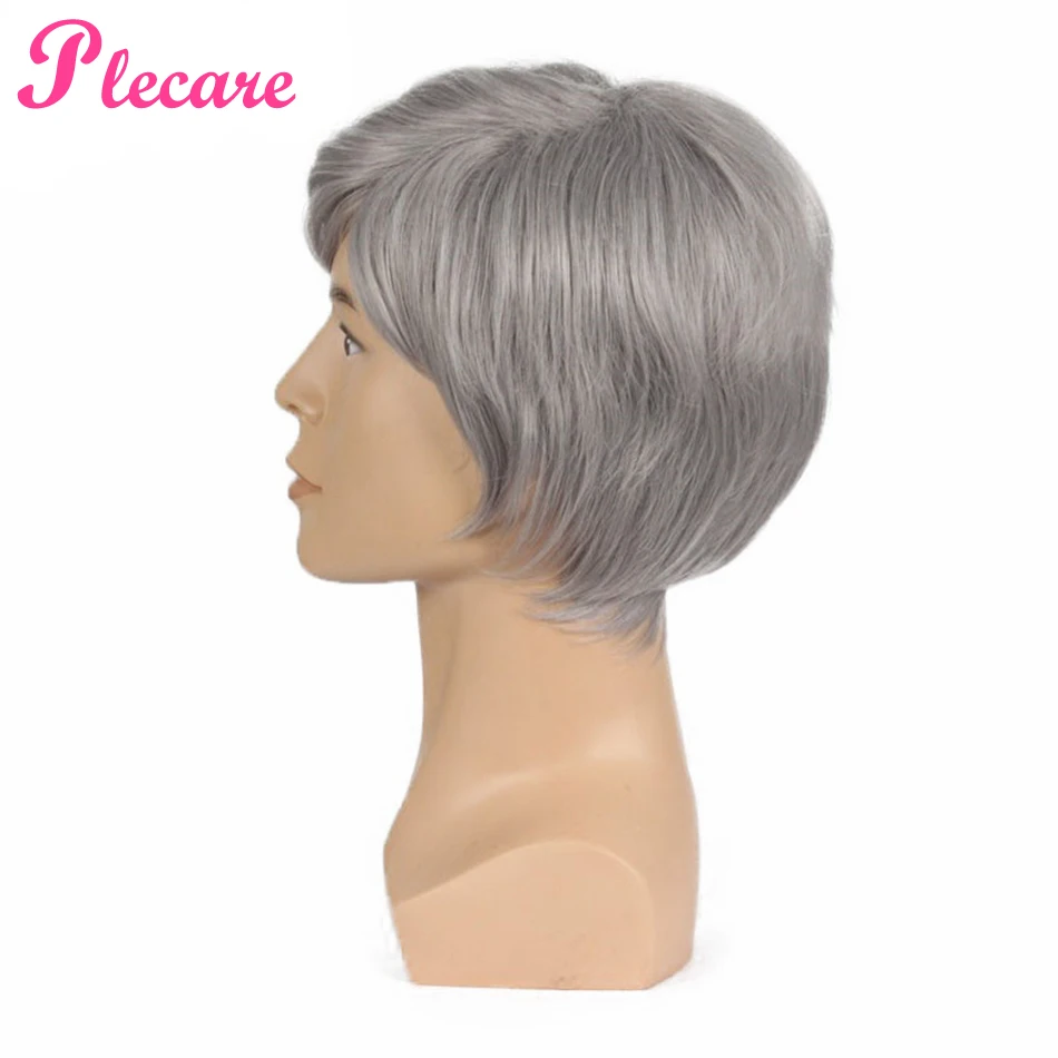 2 цвета 6 дюймов коричневый/Серебряный Ombre Striaght Synthetische Косплей парики Pruik voor Mannen