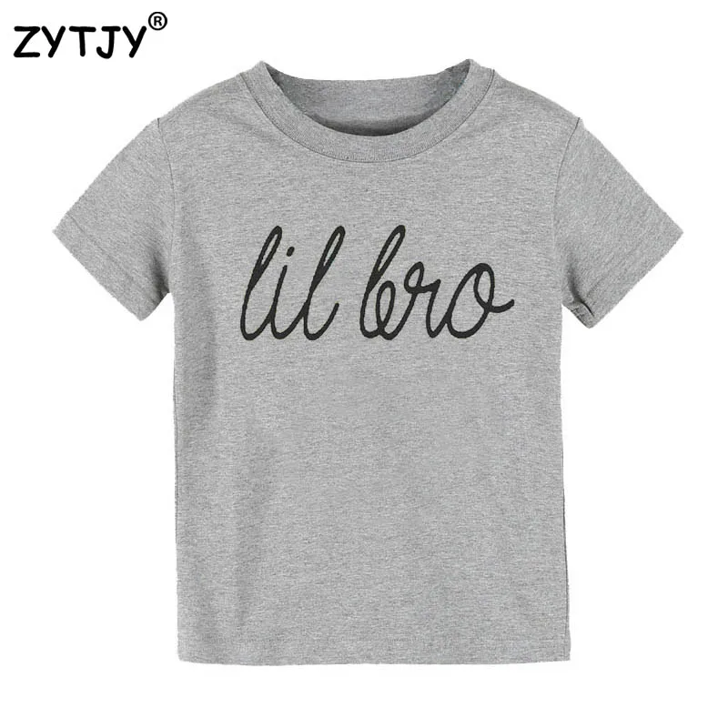 Lil Bro с буквенным принтом Детская футболка для мальчиков и девочек детская одежда для малышей Забавные футболки z-37 - Цвет: Серый