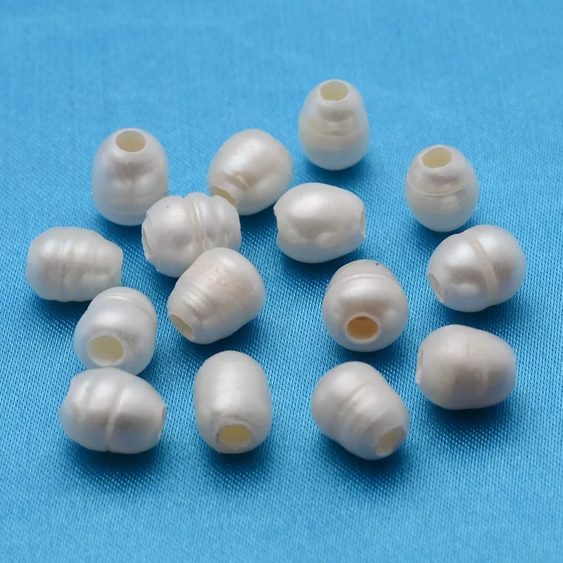 

500pcs Grade B Natural Freshwater Pearl Beads Nice for Mother's Day DIY Earring Jewelry Making Oval Natural Color White 8-12mm