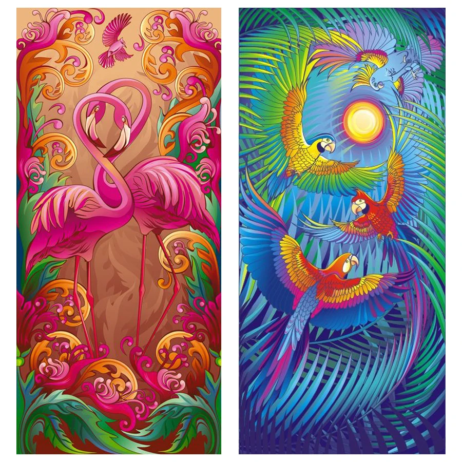 5D алмазная живопись сделай сам фламинго и попугай полностью круглая Алмазная