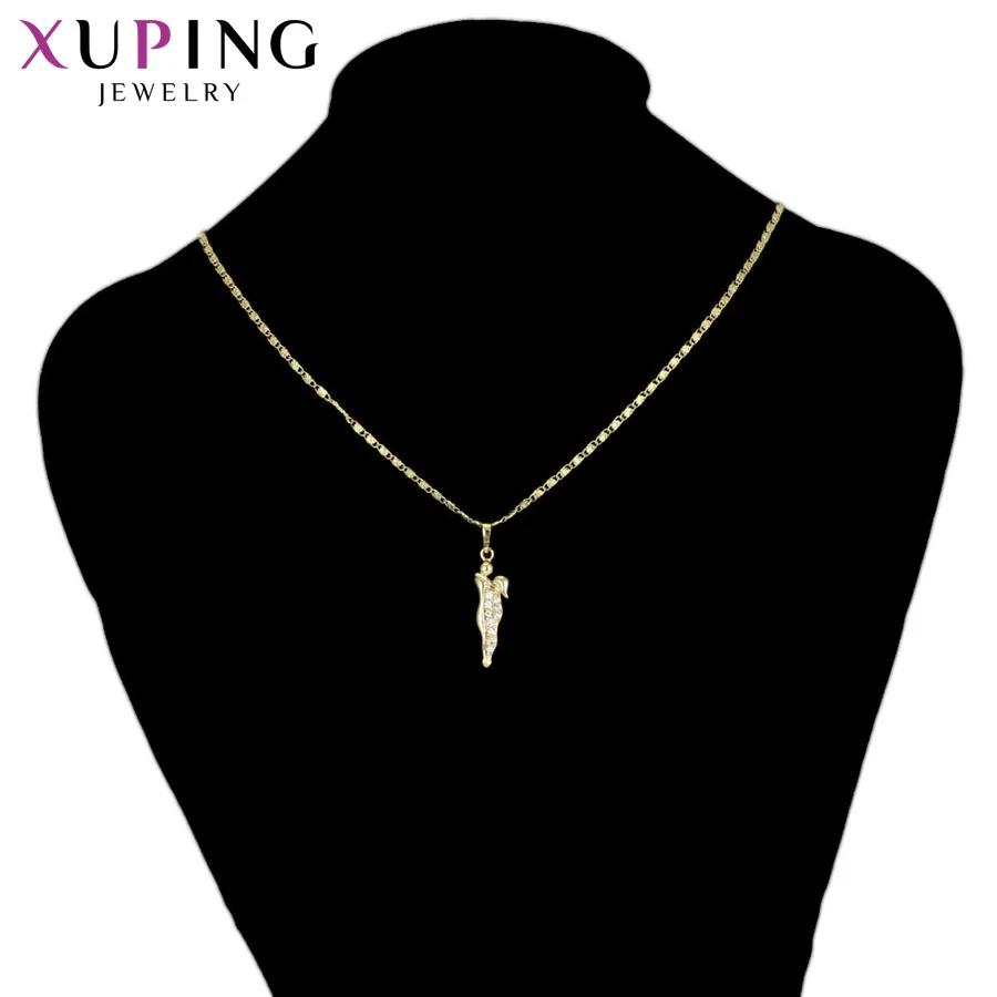 Xuping элегантный простой светильник позолоченное ожерелье желтого золота кулон