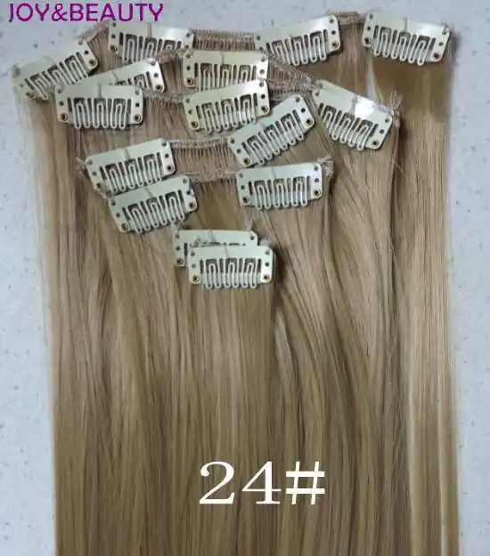 #24 Радость и красоты 2" Длинные прямые синтетические волосы на заколках для наращивания, волосы на заколках, 7 шт./компл. 130 г тепла resce волокна для зажимы парики 23 Цвета - Цвет: #24
