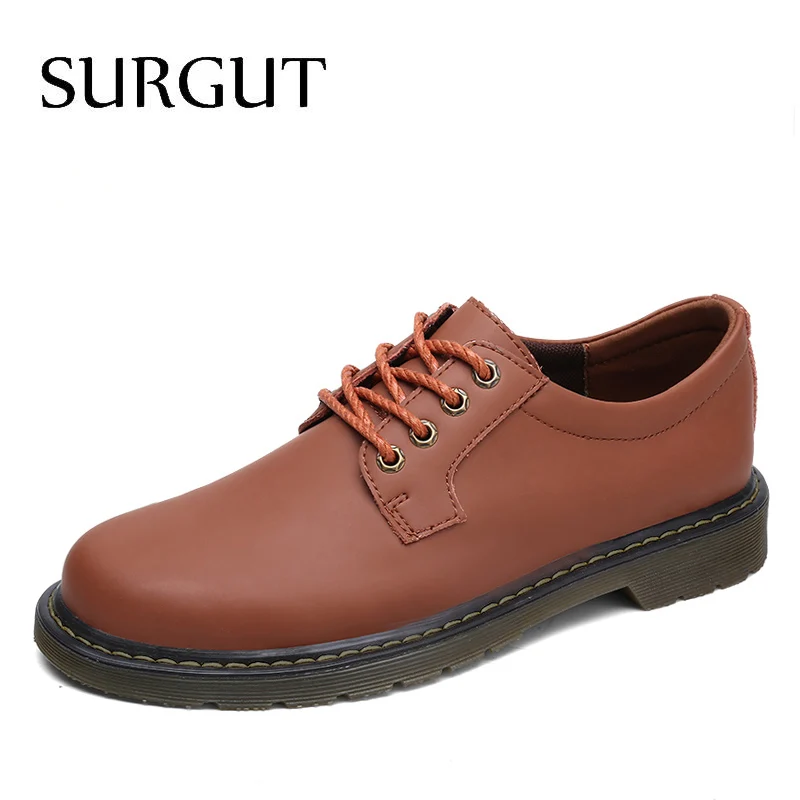 Light Brown Мужские туфли-оксфорды на шнуровке SURGUT, светло-коричневые дышащие туфли, рабочая обувь из натуральной кожи для осени и зимы - Цвет: Light Brown