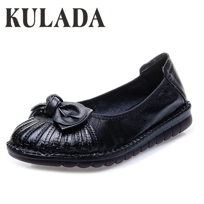 KULADA/Женская Базовая обувь без шнуровки из натуральной кожи Женские однотонные