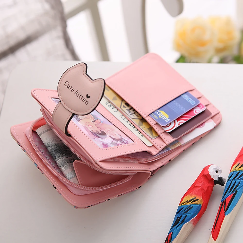 3 цвета модные женские кошельки с кисточкой и котом на застежке Женский кошелек