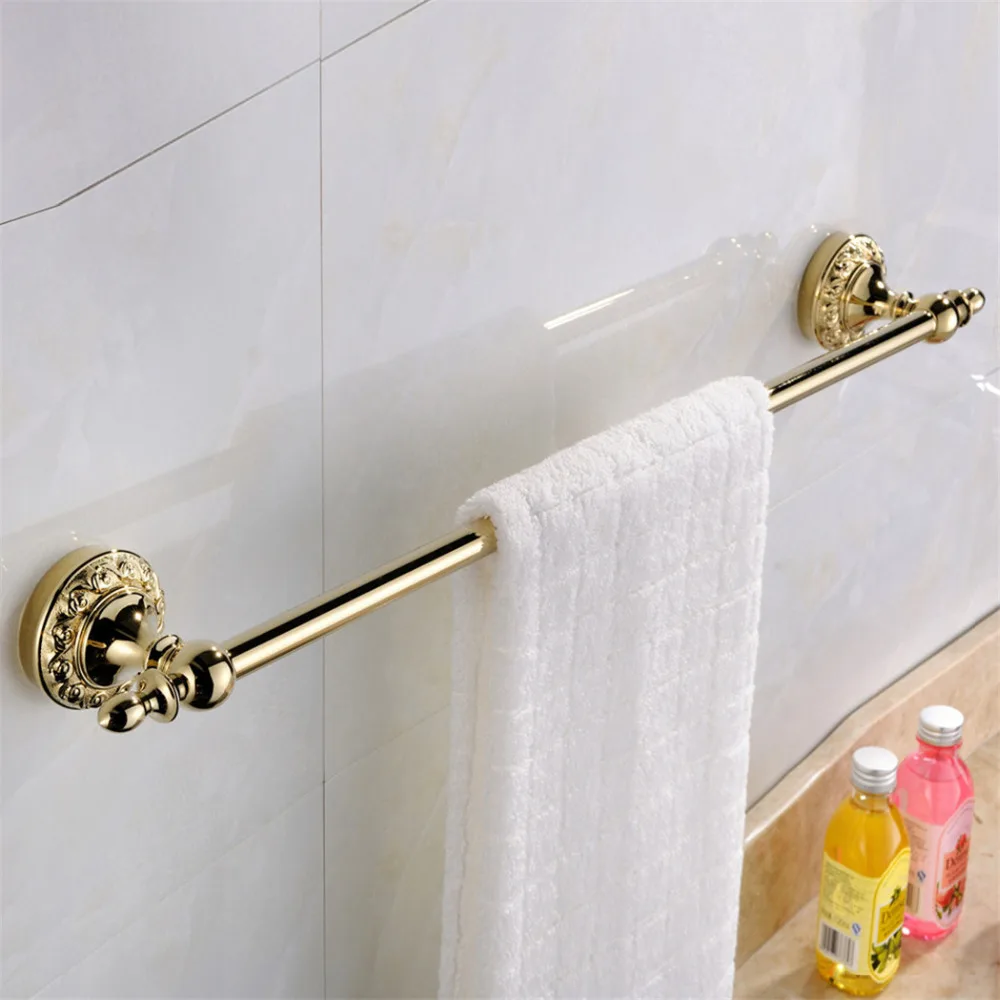 

Leyden Solid Brass Wall Mounted Modern Single Towel Bar Gold Finish Towel Holder Towel Rack For Bathroom Accessories