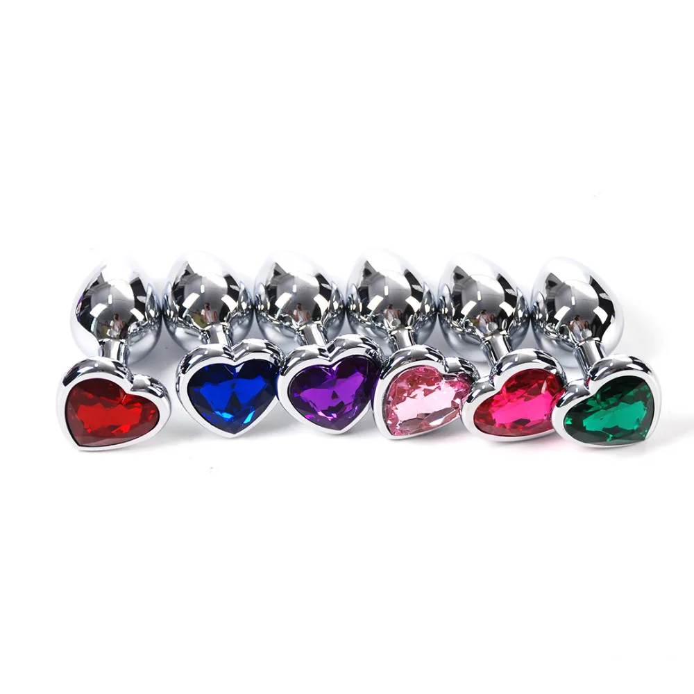 Crystal Jewelry Anal Beads Heart Base Butt Plug Stimulator S M L Metal Dildo Sex Toys Products For Women |