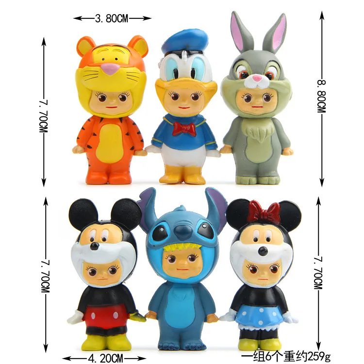 Disney Игрушечные лошадки 6 шт./лот сынок Ангел ПВХ Фигурки Микки и Минни Маус Мышь