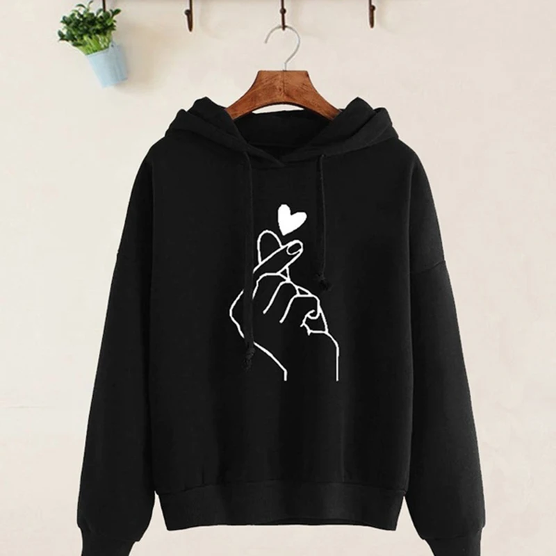 black Sfit Женская Повседневная футболка, однотонный пуловер с капюшоном и длинными рукавами, толстовки с капюшоном, высокое качество, модная новая стильная одежда - Цвет: black
