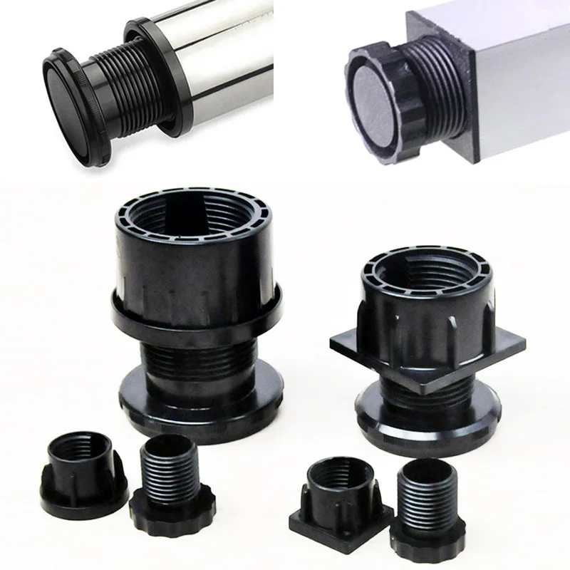 

4pcs Screw adjustable Chair feet Black Plastic Furniture Leg Plug Blanking End Cap Bung For Round Pipe Tube Protector Hardware