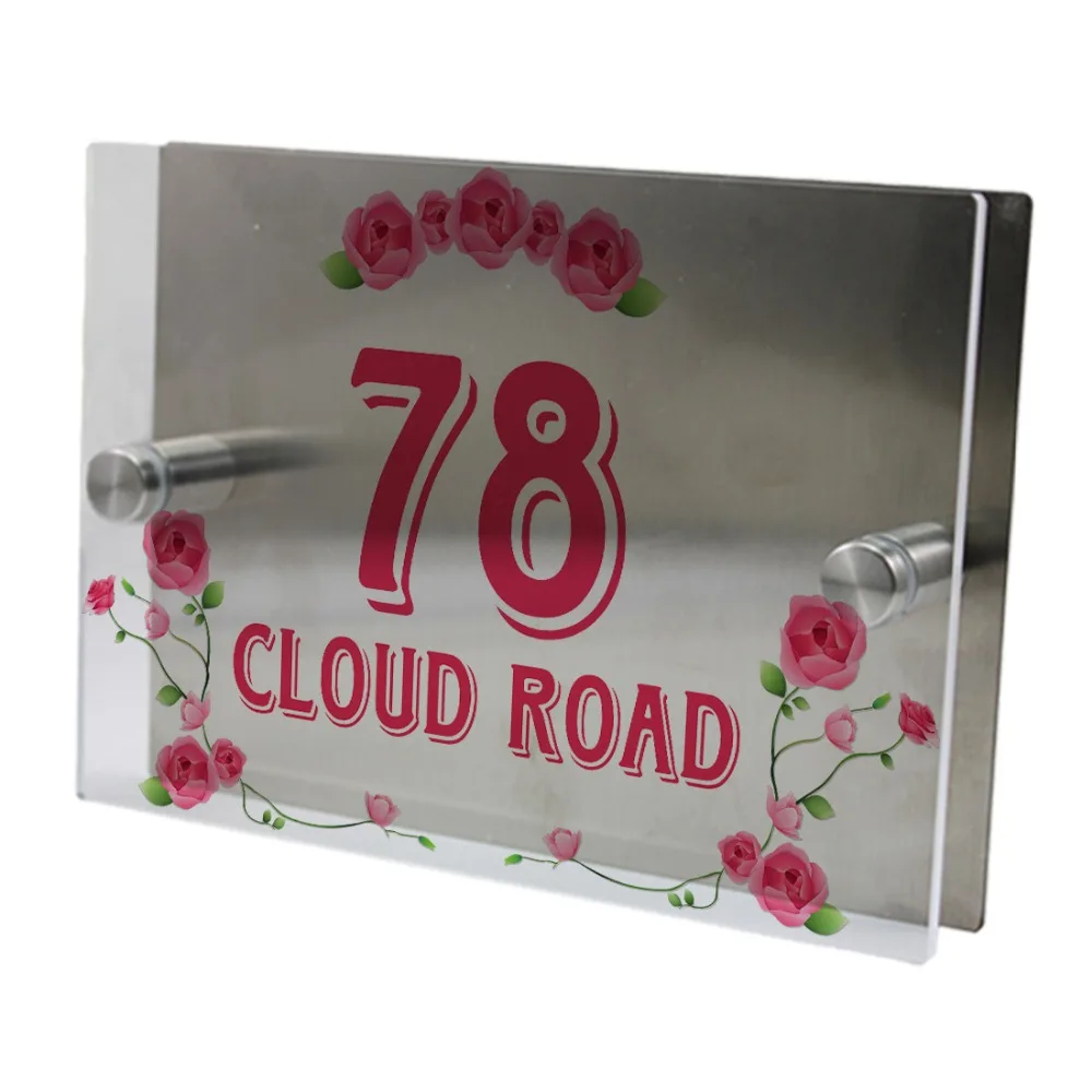 Роза наружные знаки персонализированные современный дом Адрес номер двери Знак
